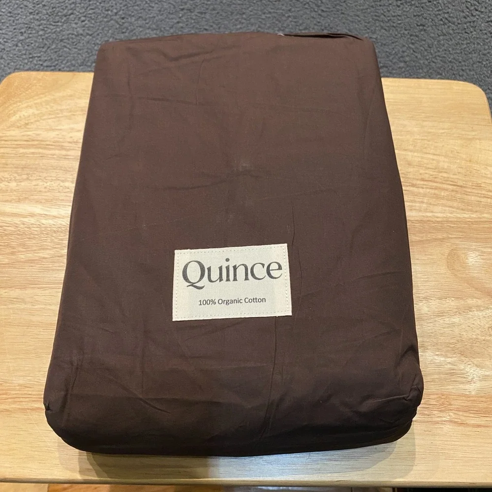Quince Classic Organic Percale Duvet Cover Set Espresso King/California King NEW